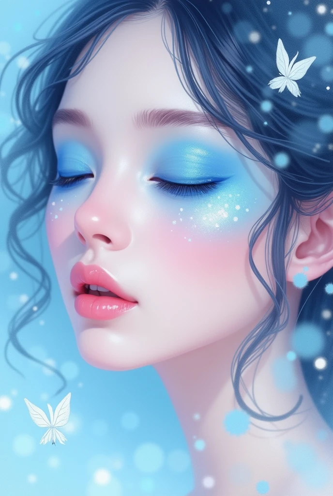 Eyeshadow illustration using light blue