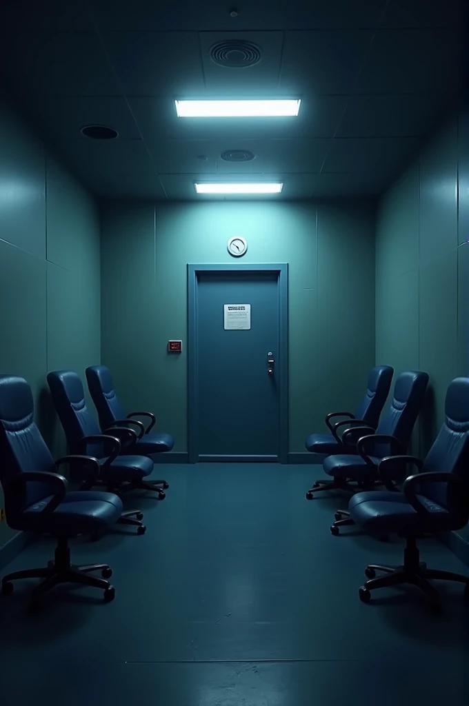 Police interrogation room background without people, just the background with lighting in the middle and in anime style