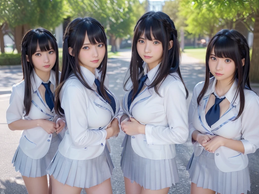 (((Highest quality, Ultra-high resolution, Realistic, RAW Photos, 8k, Real photograph: 1.6))), (((日本人high school girl, 16yo))) , Beautiful detailed, Beautiful Face, (((Cute Smile))), Japanese beautiful skin, (((Black Hair, Semi-long hair))), (((Summer Girls' School Uniform))), (((White shirt, Blue check mini skirt))), (((Big Breasts: 1.5))), Super Real, Soft Light, (((high school girl, Very detailed, 6+girls: 1.99))), ((((high school girl, Very detailed, (perfect identical faces, Perfect identical height, Perfect matching outfit, Perfect matching hairstyle, 完璧な同じBig Breasts: 1.99))))), (((100人のhigh school girl: 1.6))), (((high school girlのみ))), ((((100人high school girlに囲まれる)))), (((high school girlが分身)), ((high school girlが倍増)), ((high school girlが増殖))), (Full body photo, Wide-angle field of view, congestion, Intensive, Multiplayer), (((high and wide view))), (city park), ((10,000 people, 数百万人のhigh school girlが集まる))