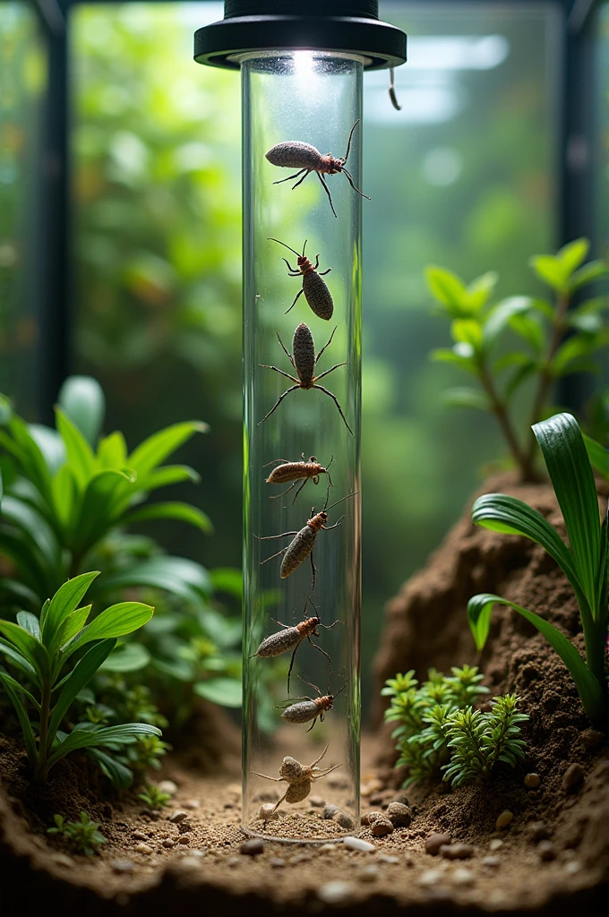 Create a step-by-step guide on how to build a small transparent tube elevator in a terrarium.