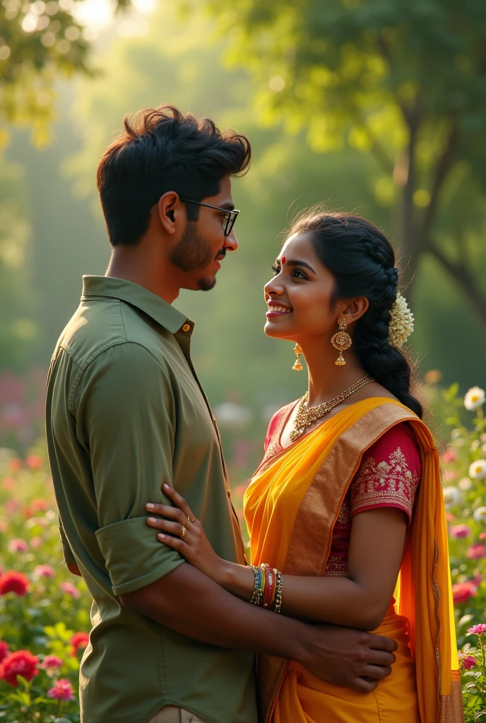 Indian beautiful girl age 23 and he saw a garden and she talking her husband age 23 is to brown skin town and he also spectacle