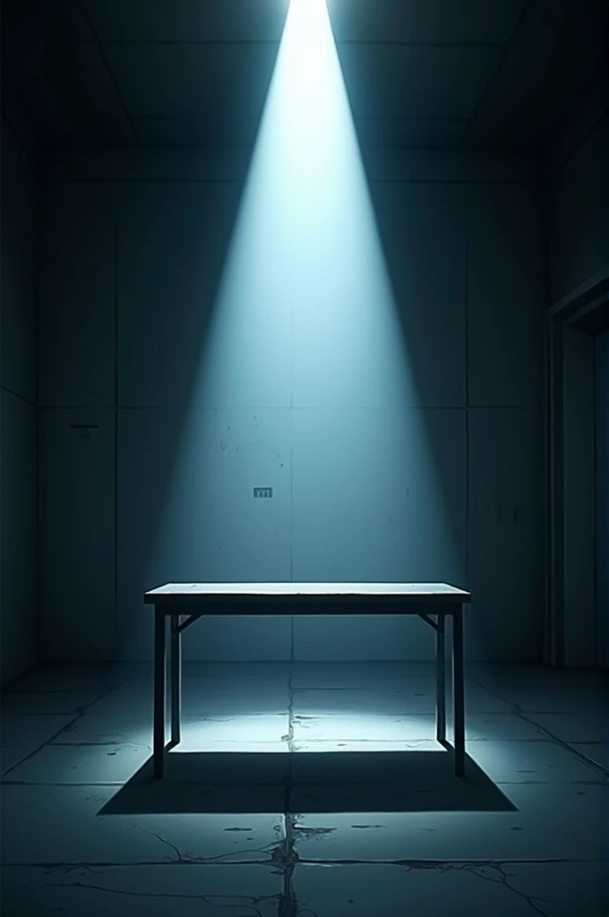 Police interrogation with light in the middle and no people, With anime style
