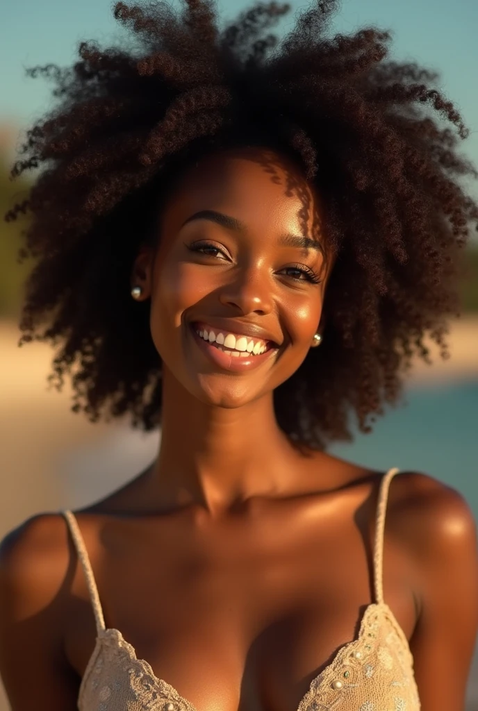 naked, sweeter, shy, african woman, cute, seductive, Beautiful teeth, portrait,whole body, sweaty, woman, female, outdoors, sunshine, pov, happy, realistic, BREAK