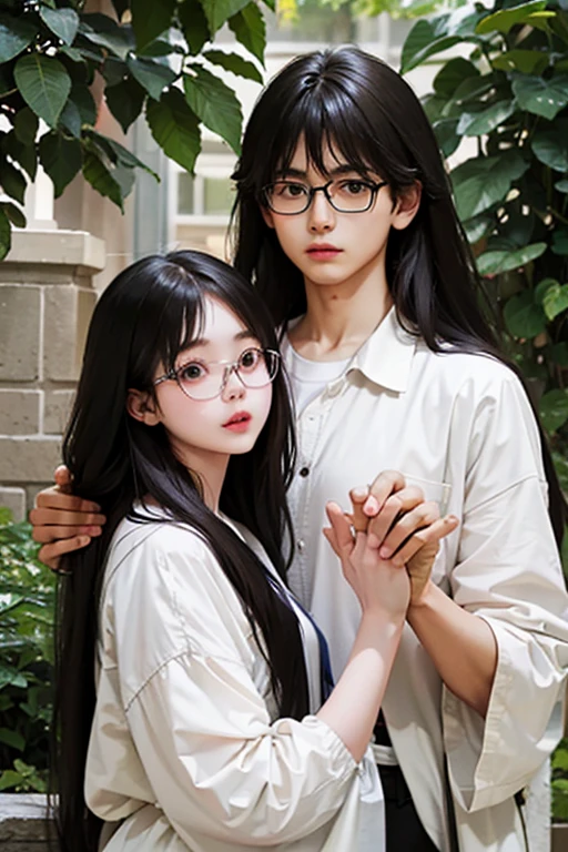 Highest quality、masterpiece、High sensitivity、High resolution、Detailed Description、Slender women、Glasses、The man is carrying the woman.、Lift with both hands、