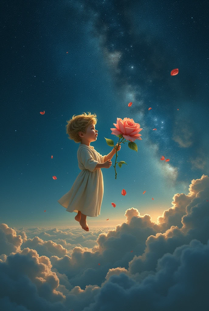 The Little Prince and his rose in space
