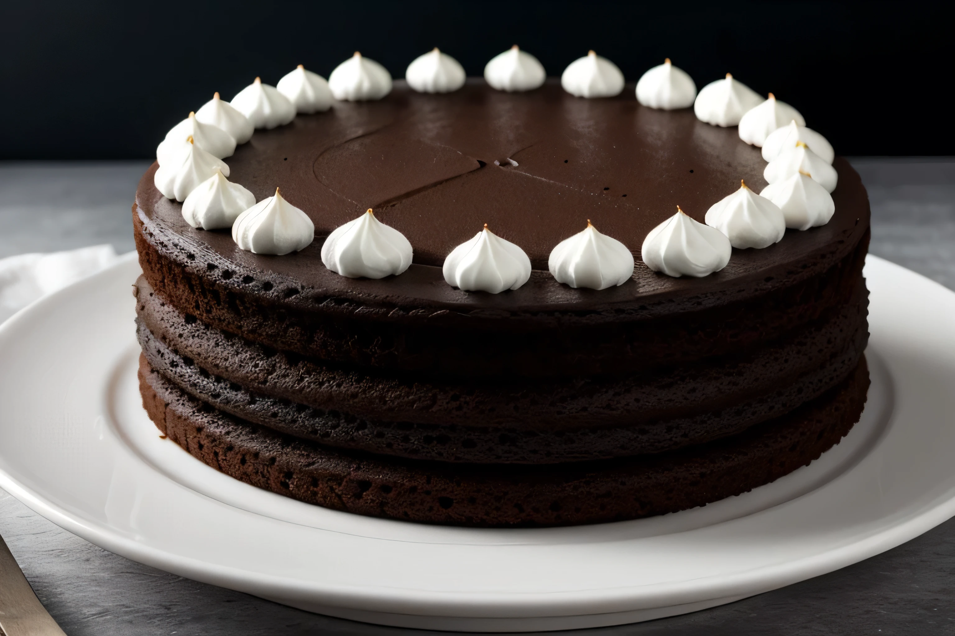chocolate cake isolated on white background. Delicious chocolate cake with custard sliced with a knife. Enjoy every bite of this sweet dessert. An ideal sweet breakfast option in the morning
