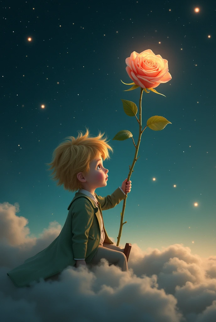 The Little Prince and his rose in space