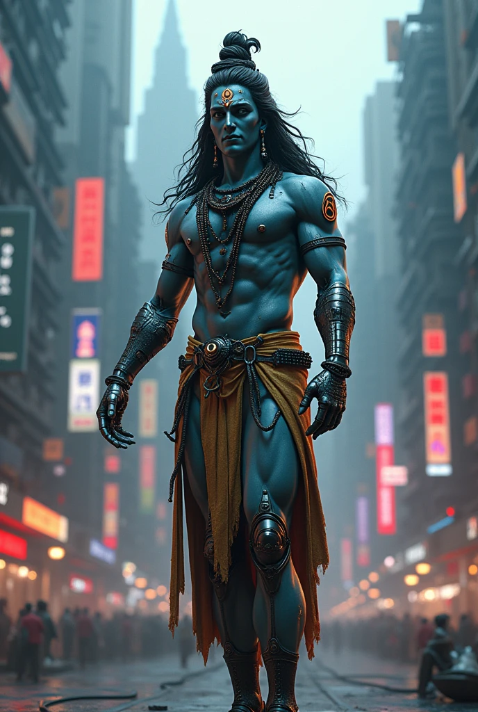 Shiva God with cyberpunk cosplay