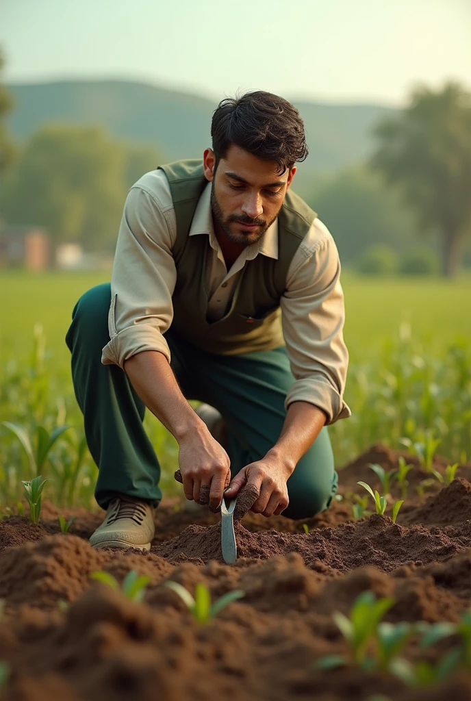 Generate a pic of babar Azam doing Agriculture