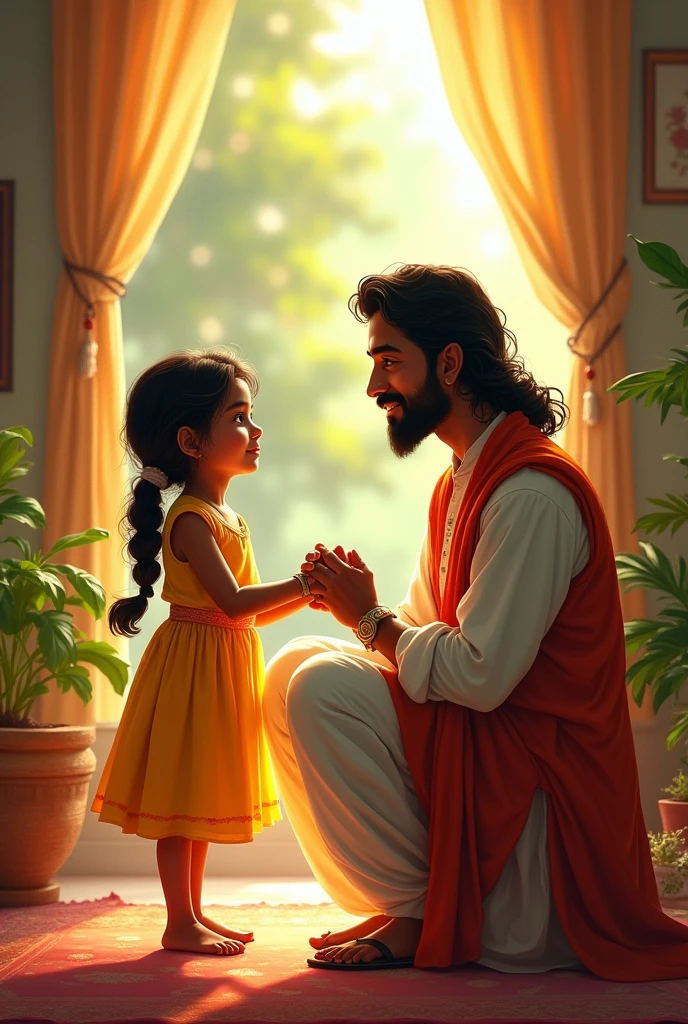 An Indian father making a promise to his five-year-old daughter.