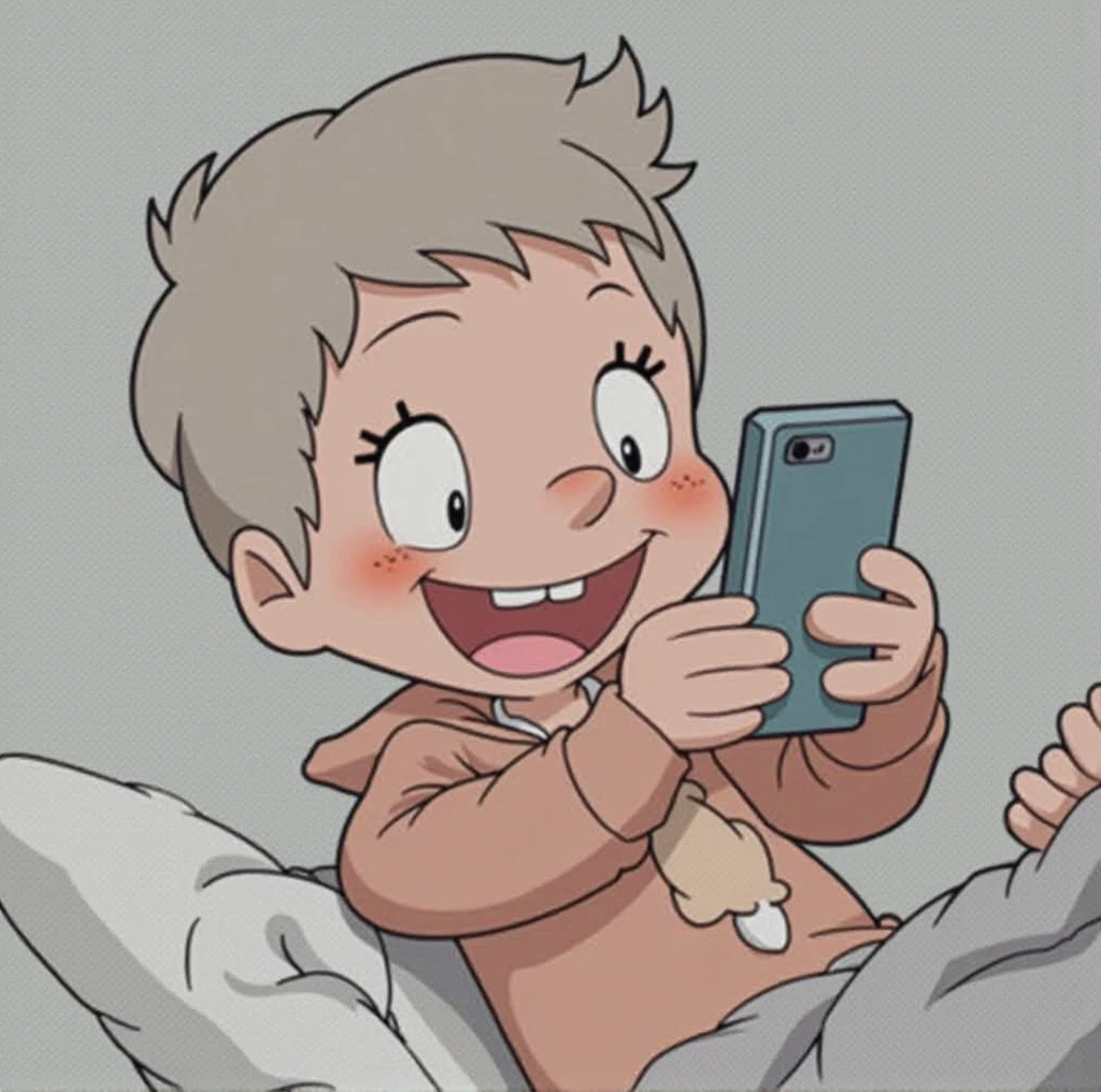 Place the image in pixar style with a cell phone in hand