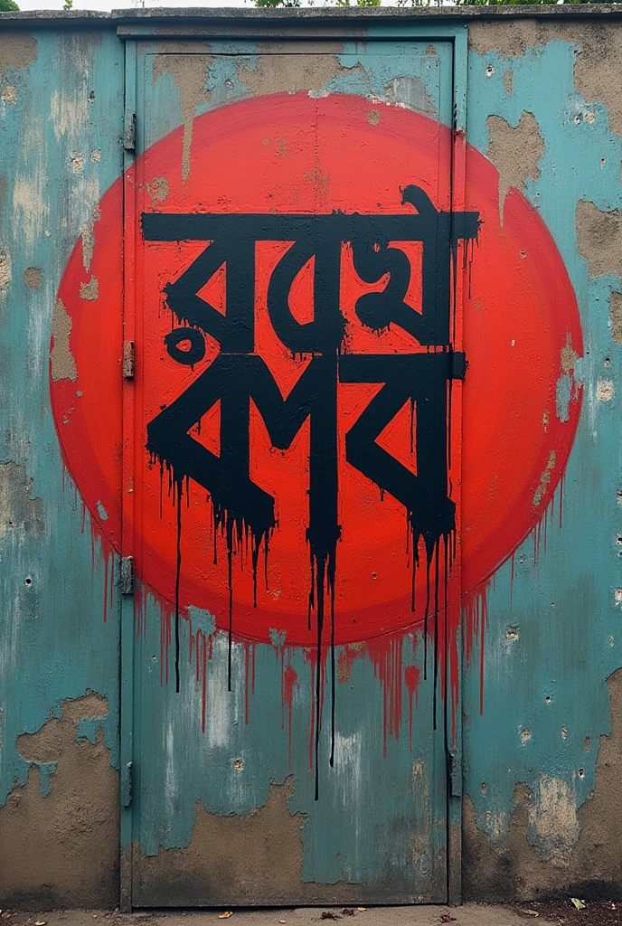 Creat a unique image that connected with Bangladeshi recent violence after going prime minister Sheikh Hasina because of killing a lot of citizens of Bangladesh. (I want to paint a wall with a unique bengali line that goes with that topic)