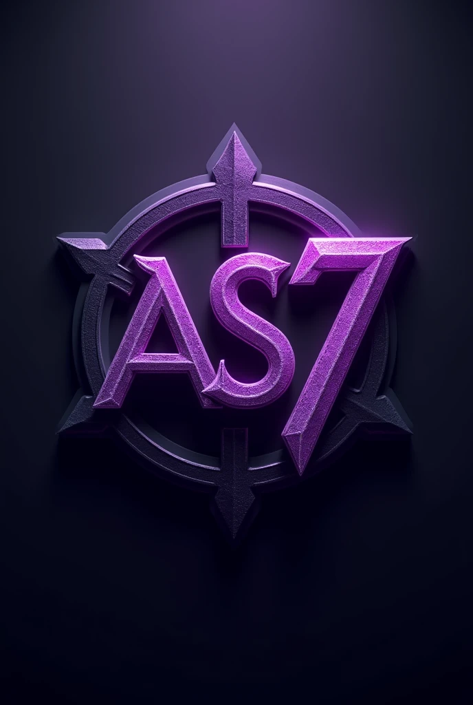 Make logo of dark aura theme , with purple colour gradient 3D Render add text AS7