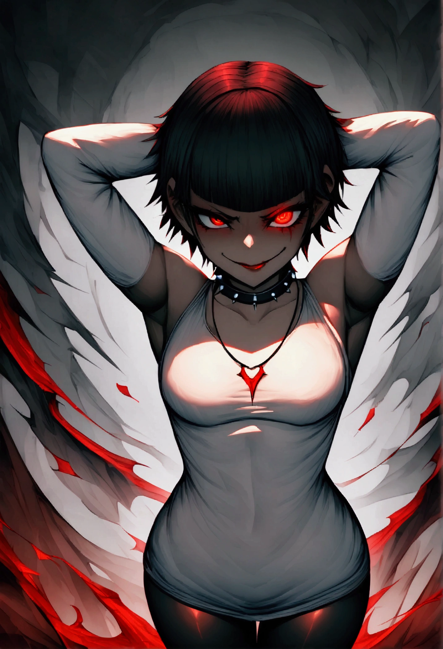 Nsfw image featuring a woman on an isolated island, depicted in the distinctive style of Kawacy. The woman is nude, her body painted in bold strokes of dark bronze and vibrant red hues. Luminous brushwork accentuates her curves, creating a striking contrast against the island's natural backdrop. The artist's intense focus on close-ups of her figure imbues the image with a sense of ironical allure, drawing viewers in with its womancore undertones. Traditional techniques add depth and texture to the work, resulting in a captivating and provocative Nsfw masterpiece.
