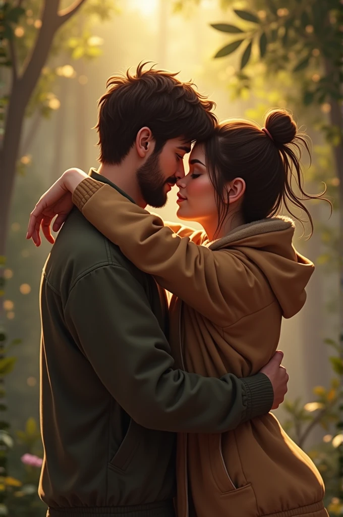 Two people hugging each other