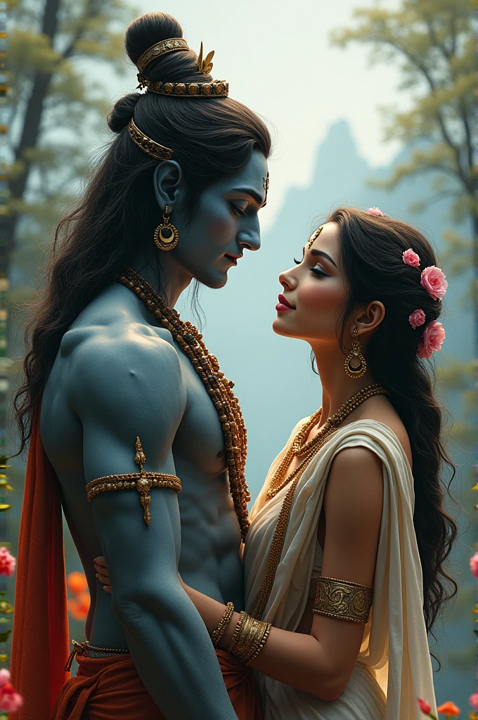 Mahadev Parvati couple Realistic inage