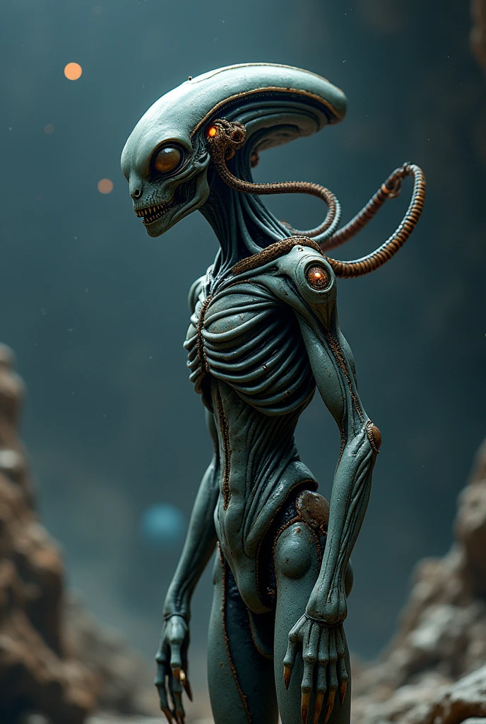 8k, Attention to detail,RAW Photos, Highest quality, High resolution, Super Detail, 超High resolution, Accurate, masterpiece, 16K, 1080P、Made by an advanced civilization、With technology that humans cannot even imagine,、It's like a humanoid machine.、organism、Beautiful and terrifying、A faint glow like veins running through.、Artificial lifeforms、