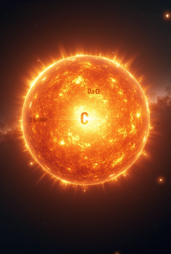 Draw a larger star with labels like “C” (Carbon) and “O” (Oxygen).