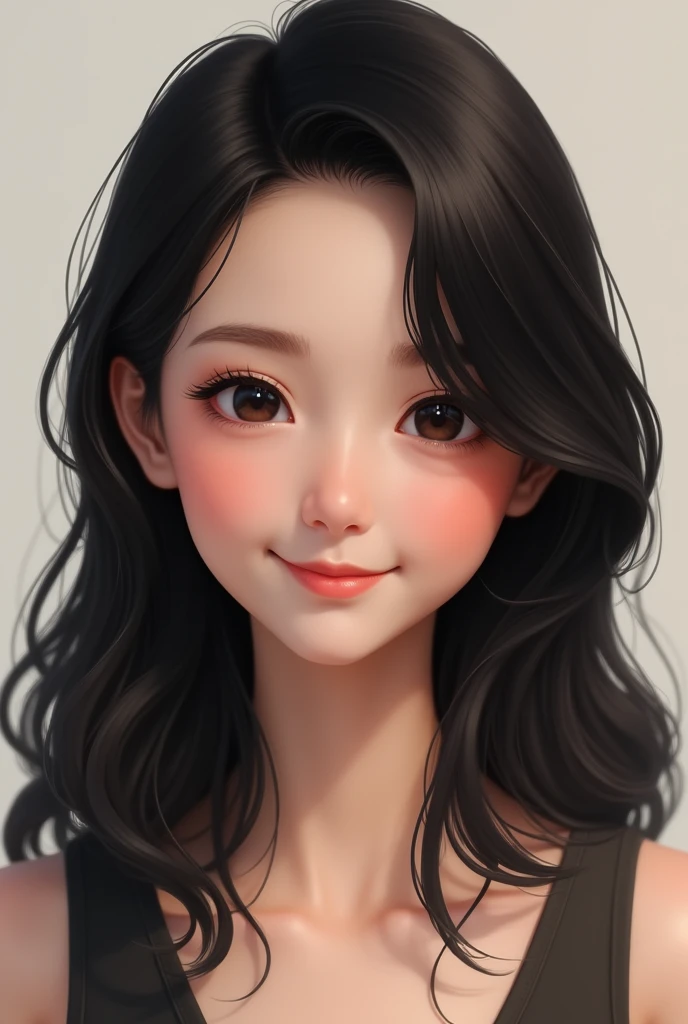  with black hair smiling facing the camera