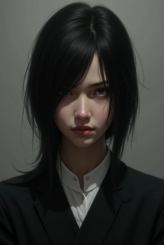 A serious black haired one