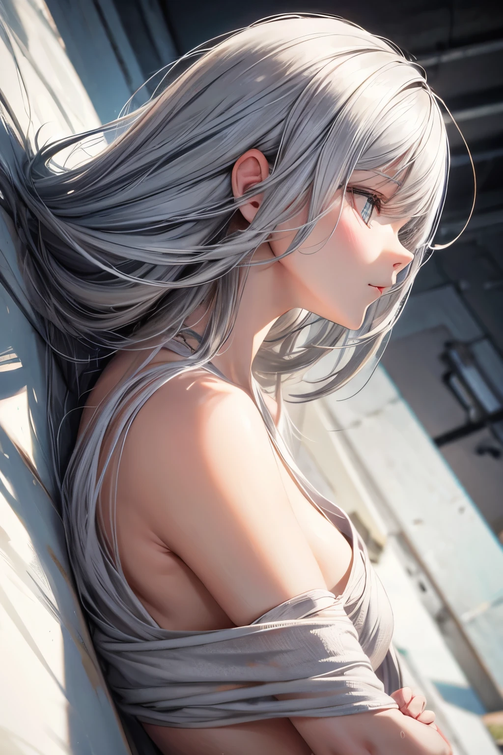 naked,Low - Angle,Gray Hair