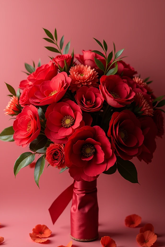 Red faux flower bouquet
