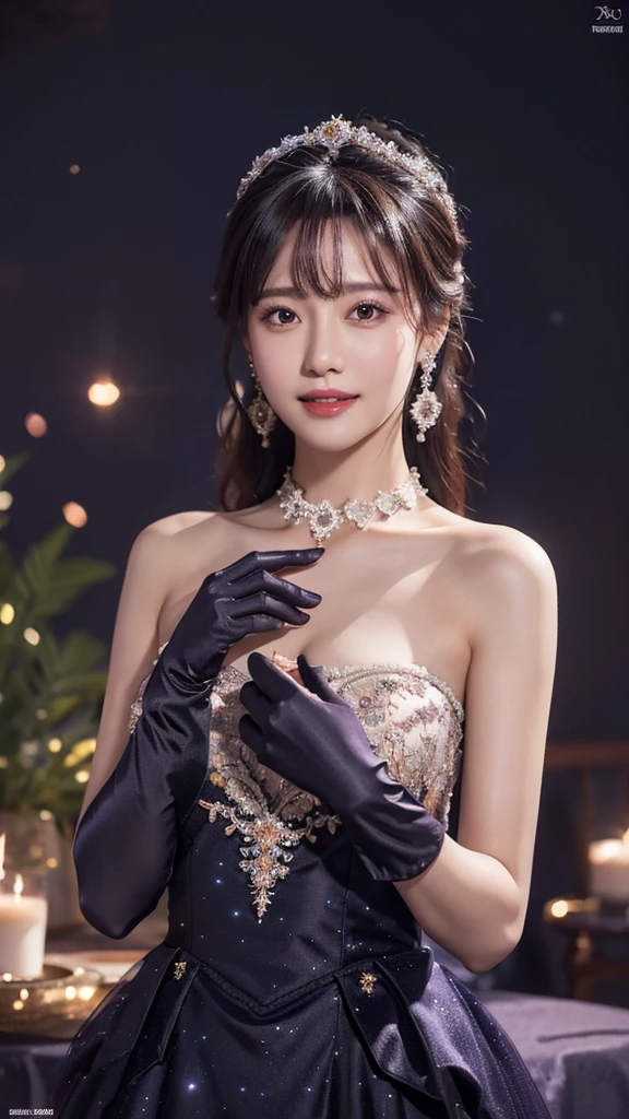 (semirealistic:0.5) (Quasarcake:0.7) (Ssambatea:0.5) wallpaper 4k 8k high-resolution upper-body Solo (1girl/Grackle) Ballroom-Gown modest-clothing elbow-gloves smile earrings bracelets Twilight-Galaxy-background rose-garden fireworks (Breasts:0.5)
absurdres highly-detailed best-quality masterpiece amazing-shading cinematic-lighting detailed-illustration