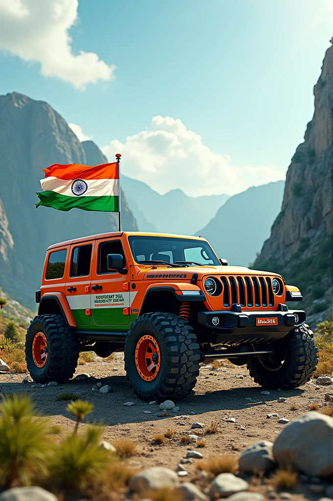 Offroad mster jeep indian flag  independent day august 15