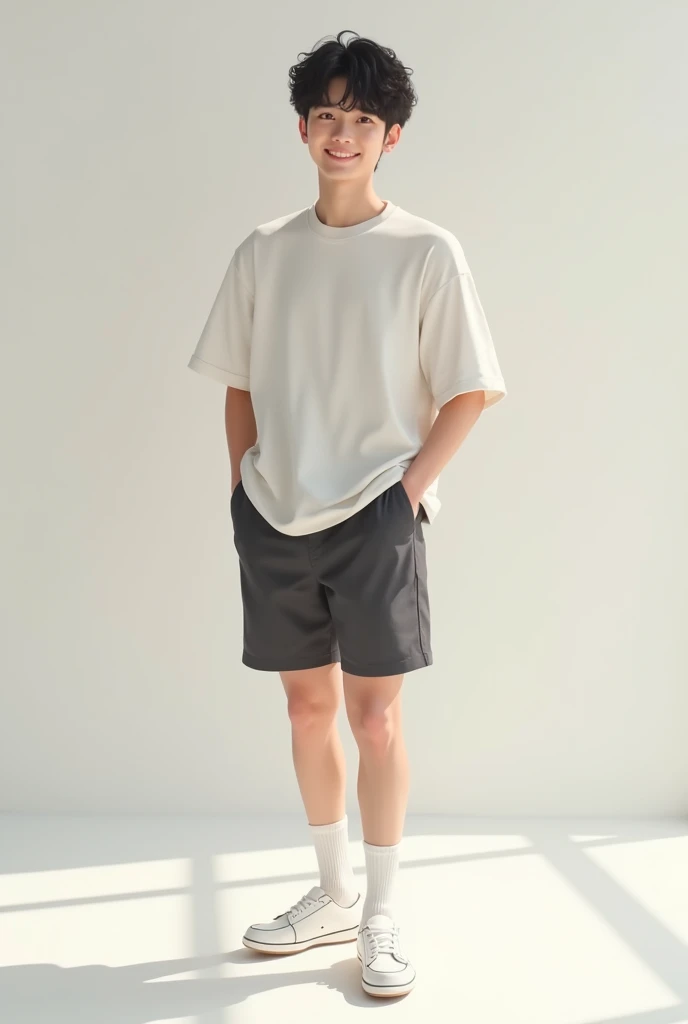 Korean Male, cute, white ankle socks, white shoes