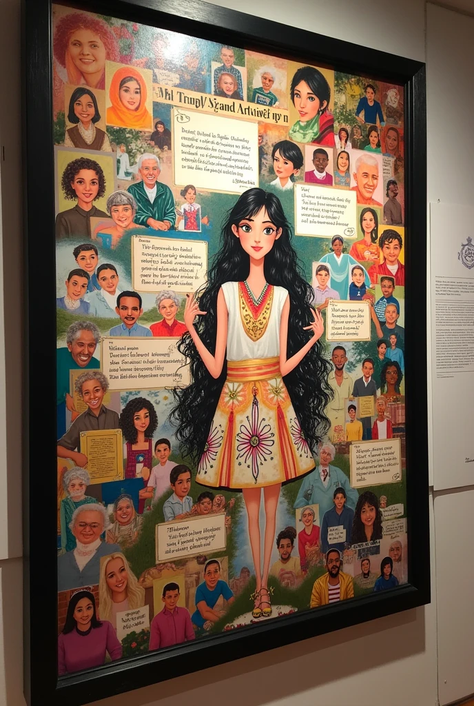 A collage of Mousumi’s journey, from her early struggles to her successful art career, surrounded by images of her friends and achievements.
Mousumi’s story became an inspiration to many, a testament to the power of pursuing one’s passion and the importance of supportive friendships.-style display of Mousumi’s art with inspiring quotes about passion and friendship, showing people admiring and reflecting on her journey.
With a heart full of gratitude and a future bright with possibilities, Mousumi continued to create beautiful art, each piece a celebration of her journey and the people who had helped her along the way.