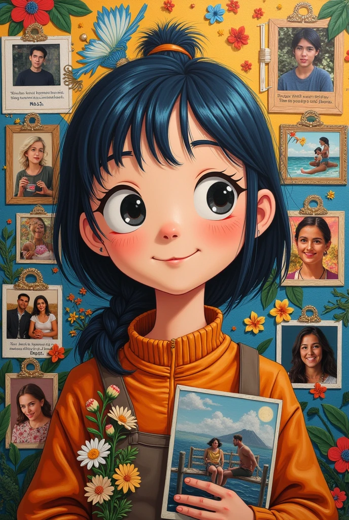 A collage of Mousumi’s journey, from her early struggles to her successful art career, surrounded by images of her friends and achievements.
Mousumi’s story became an inspiration to many, a testament to the power of pursuing one’s passion and the importance of supportive friendships.-style display of Mousumi’s art with inspiring quotes about passion and friendship, showing people admiring and reflecting on her journey.
With a heart full of gratitude and a future bright with possibilities, Mousumi continued to create beautiful art, each piece a celebration of her journey and the people who had helped her along the way.