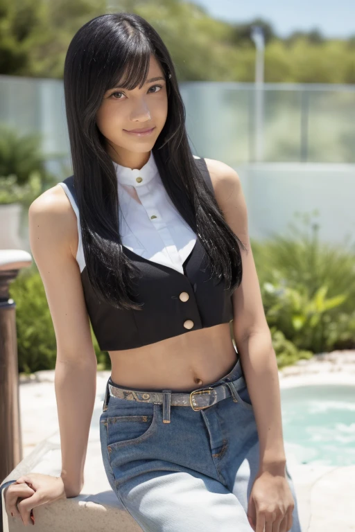 gorgeous woman dressed in Cure White costume, healthy and skinny, Perfect body, Defined Abs, and blonde hair. she is standing in a pool room on a rainy night, her wet body was glistening. Her face is very detailed, With beautiful eyes, lips, And double eyelids. she has an embarrassed smile and trimmed bangs, black skin and slightly pubic hair. (Highest quality, 8k, masterpiece:1.3), front and full body shot, Pussy Line, positive and legs open.