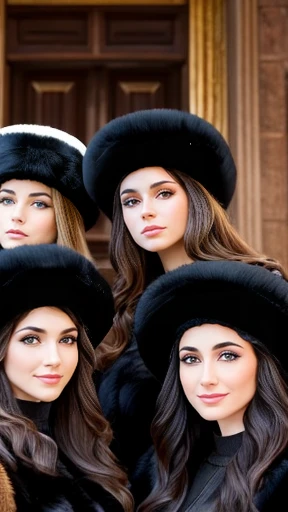  A group of biblical Jews with beautiful black fur hats focus on the face 