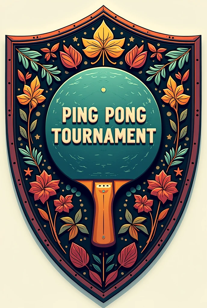 Create shield of "Ping Pong Tournament TP" inspirado en la Novena region de la araucania y que diga en el centro de Ping Pong Tournament TP