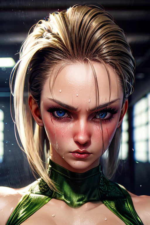 masterpiece, Highest quality,  Unreal Engine,  Super Resolution,  Very detailed, Complex, colorful, Clear images, Sharp focus, Digital Blending, 

beautiful, cammy, Perfect Eyes, Perfect Face, Ultra detailed hair, Ultra detailed face, Very detailed lips,Vivid expression, Healthy Body, Beautifully detailed sweat glands, Smooth skin texture, Carefully drawn,

(humidity:1.2), Beautiful Eyes, (Attractive face:1.2), (Beautiful Skin), (Big Breasts), Puffy nipples, Sticky with sweat, In a dynamic pose,

In the world of Street Fighter, indoor, at the headquarters of the underground secret organization Shadaloo