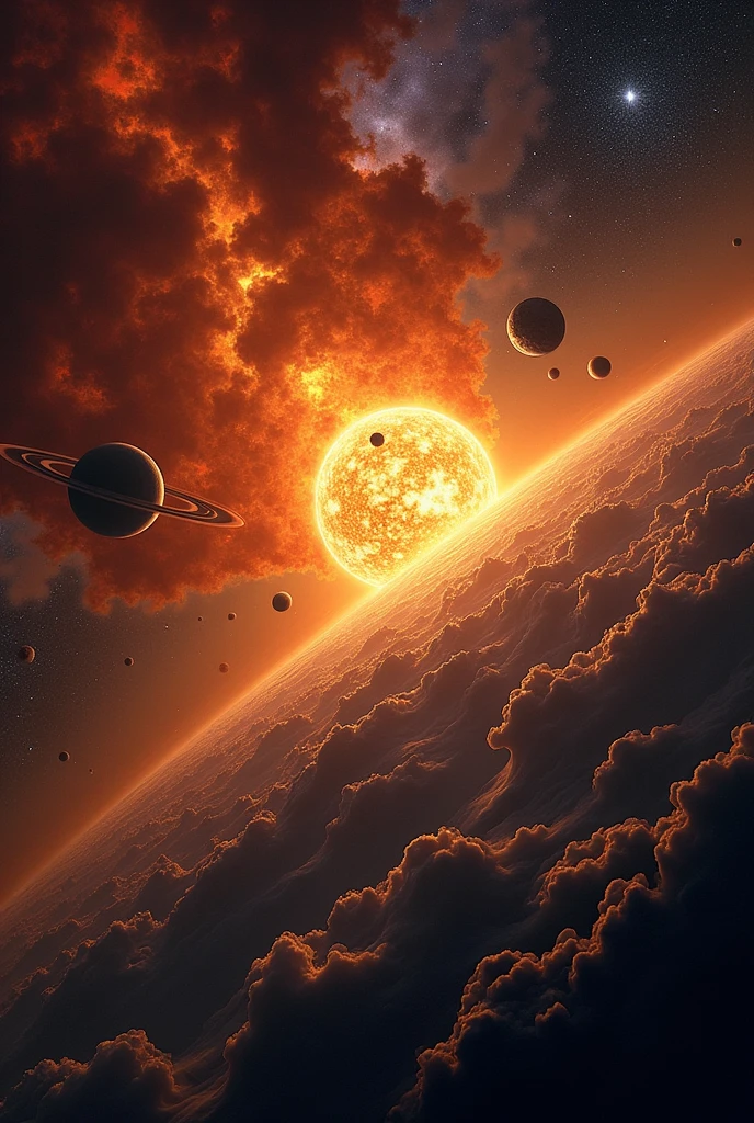 Draw something about Formation of the Solar System (4.6 Billion Years Ago)**
- **Atomic Numbers:** Various (Including 6, 8, 14, 26)
- **Description:** The remnants of earlier stars come together to form the Sun and planets. Elements like carbon, oxygen, silicon (Atomic Number 14), and iron become key building blocks of the planets, including Earth.