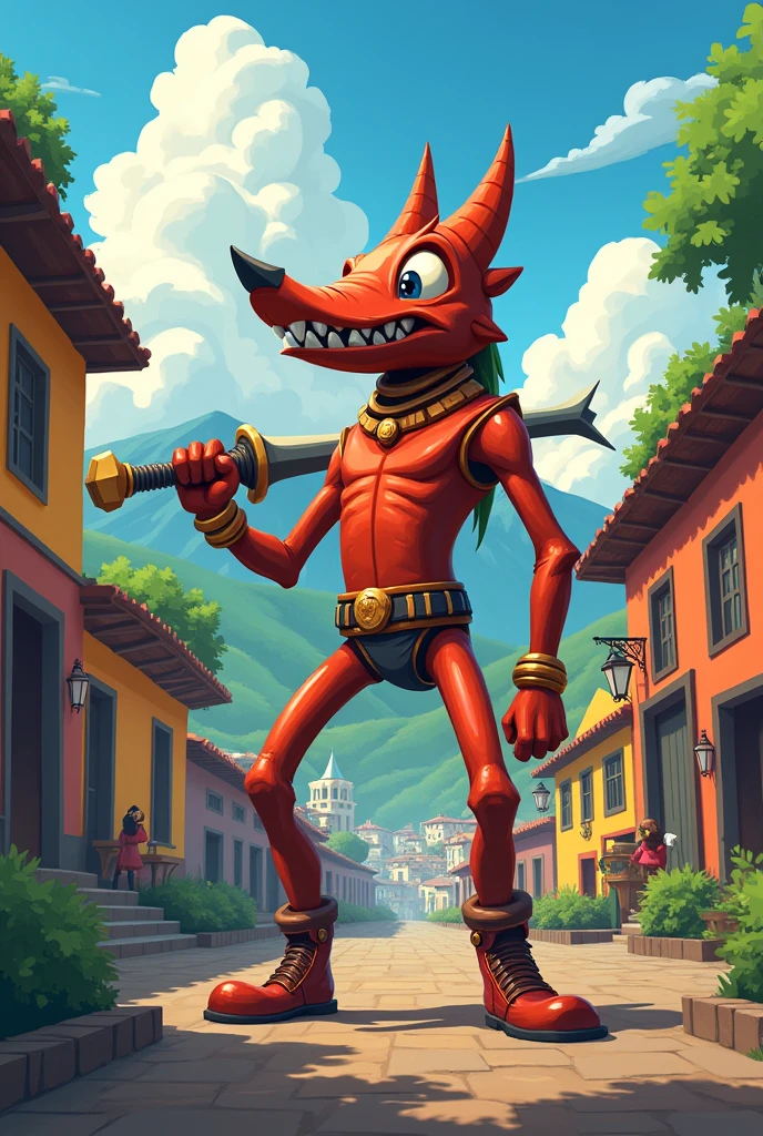 Create a shoe bandalo with a weapon in the city of Guatemala