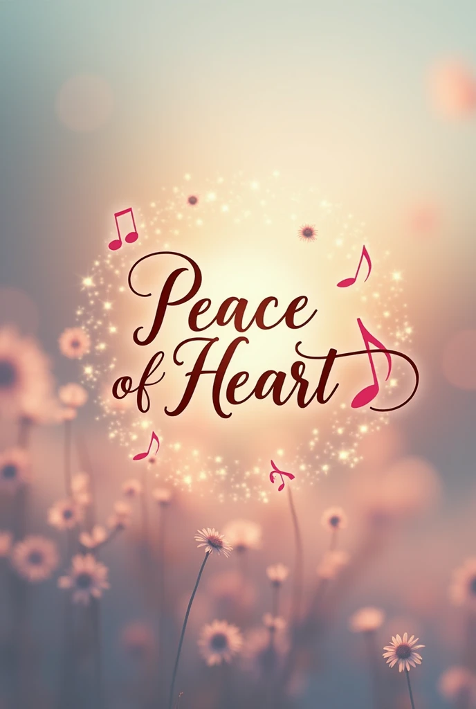 Make an logo of peace of heart written text in musical style more musical style don't make heart