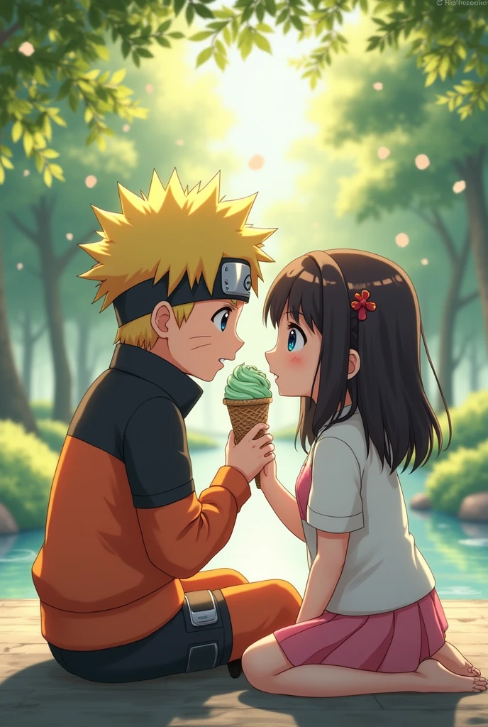 Naruto eating icecream with hinata