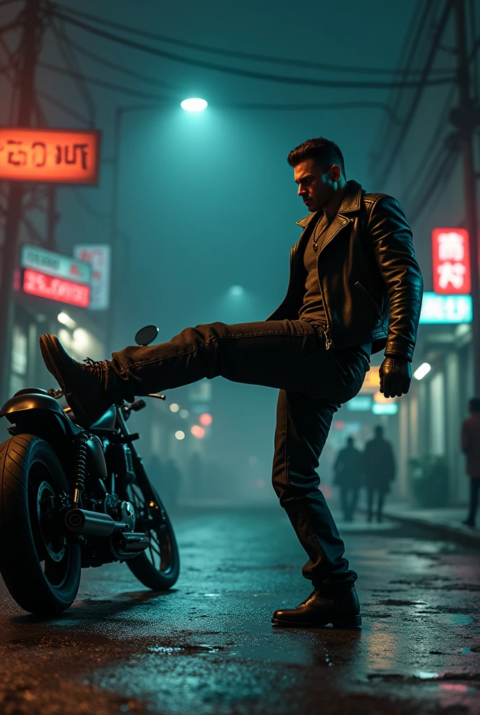 Draw a malicious motorcycle kick 