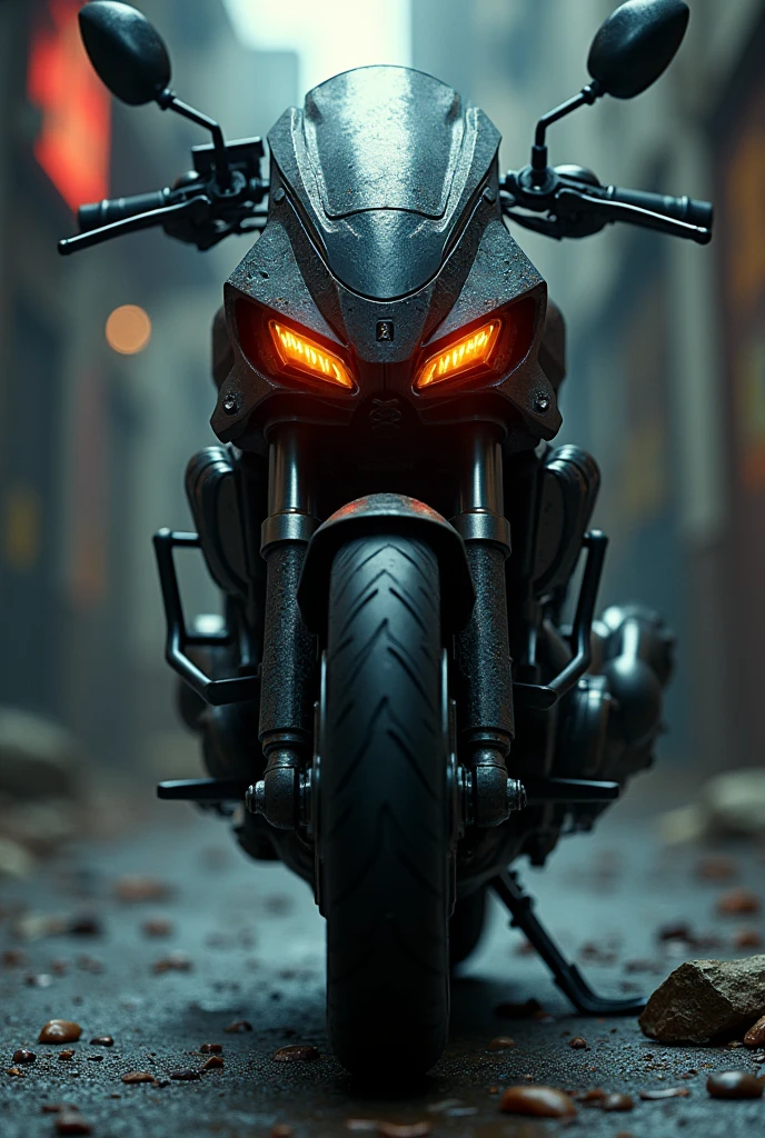 Draw a malicious motorcycle kick-start 