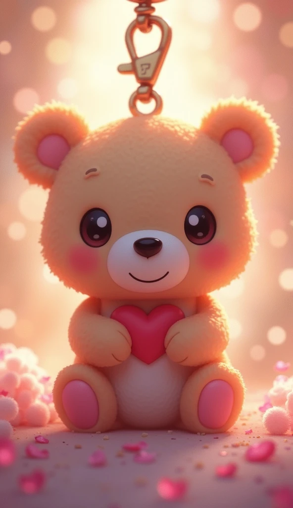 Close up of a keychain cartoon bear，There is a heart in the chest, Lovely and detailed digital art, Popular on artstation pixiv, Beautiful and lovely lighting, Detailed fan art, Beautiful animal pearl queen, Cute digital art, Digital Art on Pixiv, Lovely detailed artwork, [ Tarot ]!!!!!, Dreamy and detailed, official art works, Profile picture 1024px