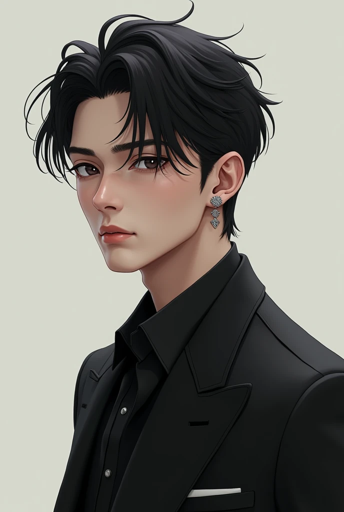 Male
Japanese
Wearing clothes
Center parting
One earring on the right ear
Three earrings on the left ear