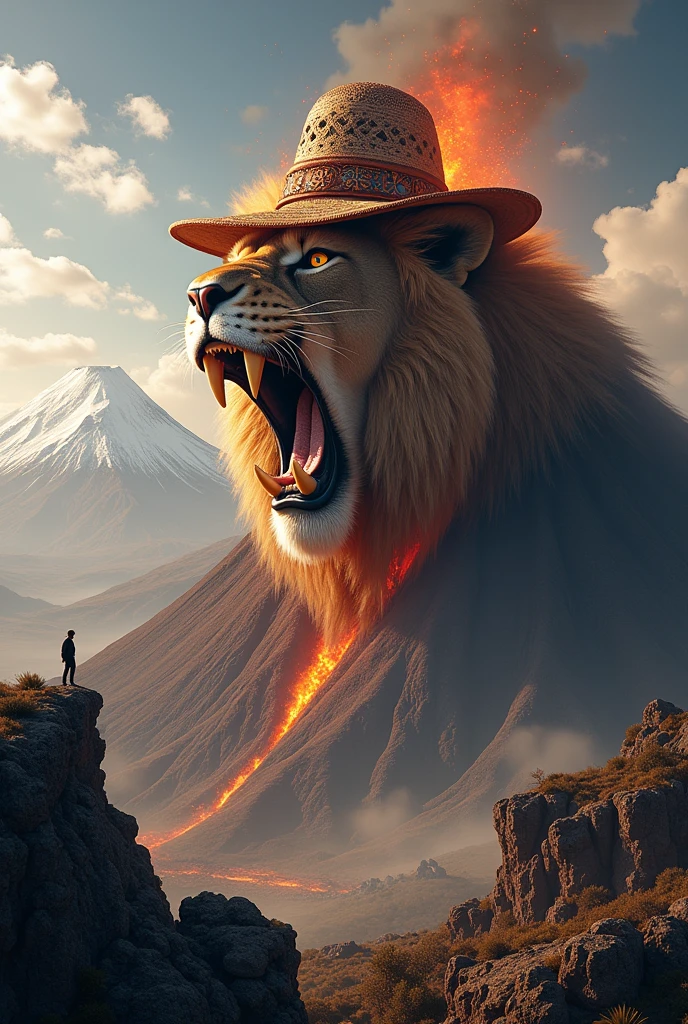 you can create the Misti volcano with the head of a roaring lion, But the lion has a hat and in front of all of this is the Yanahuara viewpoint.