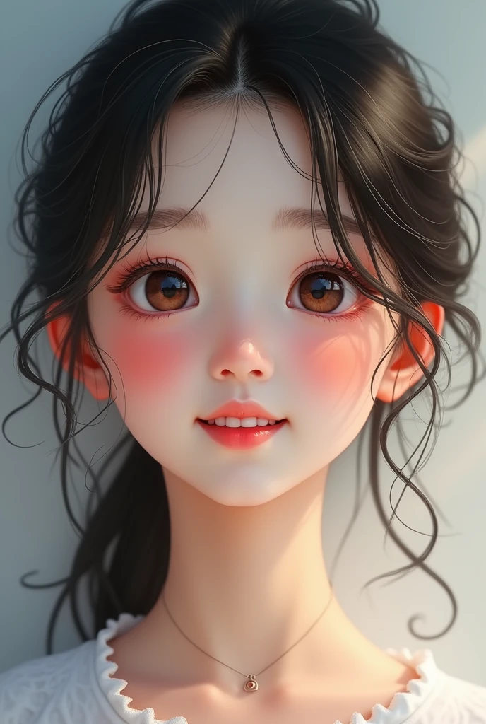 Portrait of a cute girl with a perfect beautiful face、Korean、Ecstasy face