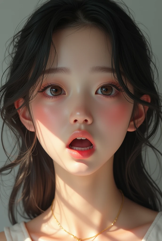 Portrait of a cute  girl with a perfect beautiful face、Korean、Ecstasy face