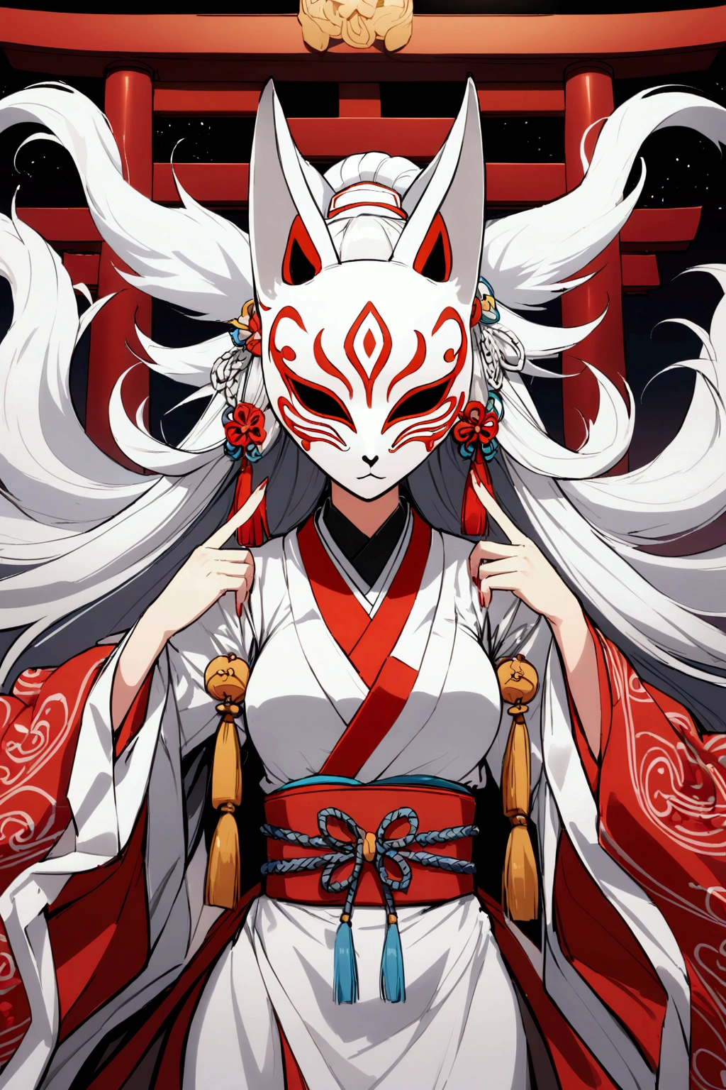 torii　Shrine Maiden Mask　Nine-Tailed Fox