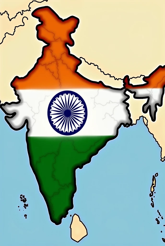 Tricolour on the map of India