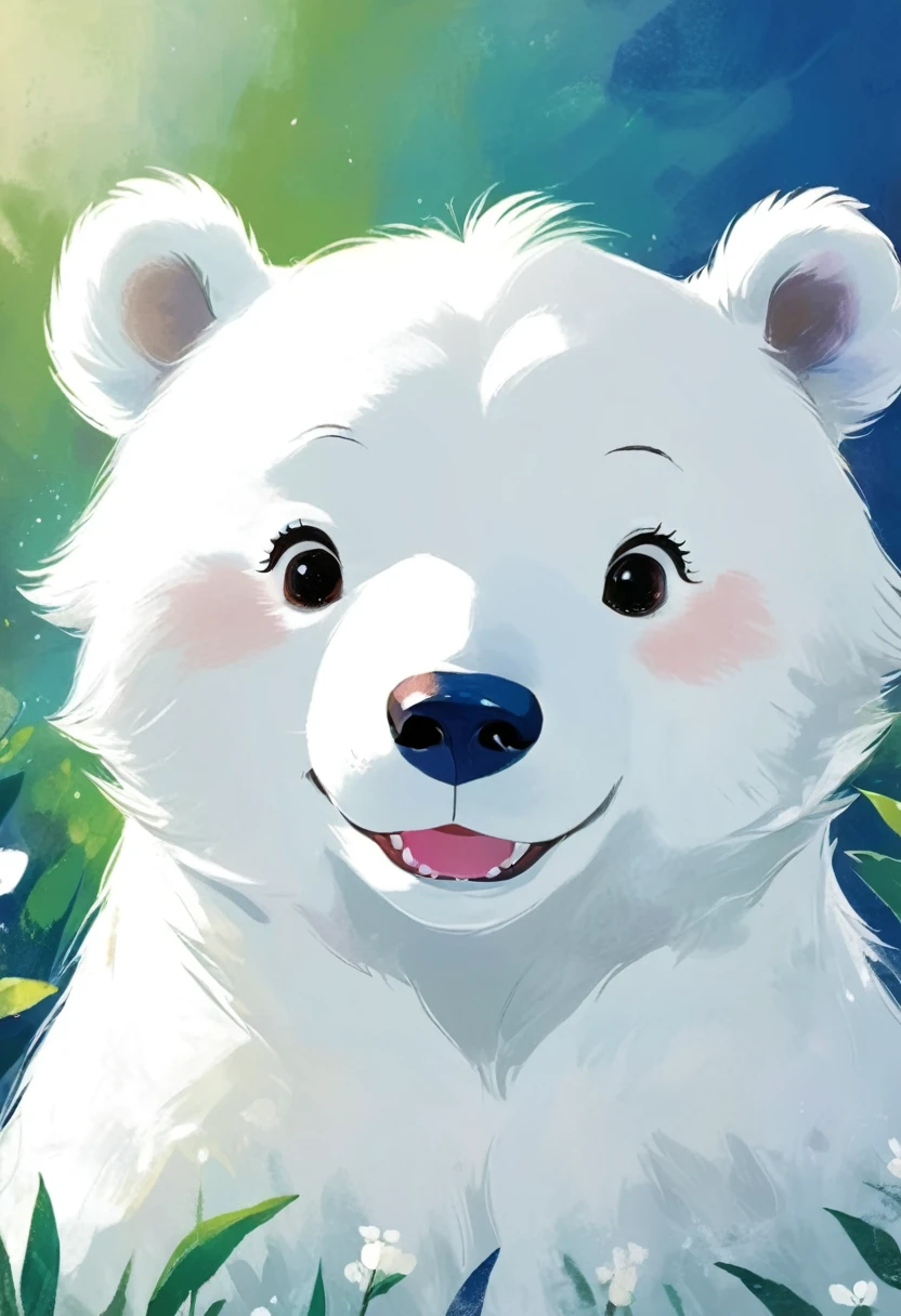 Rough texture,Hand-drawn style:Great white bear,,Warm,The healing picture