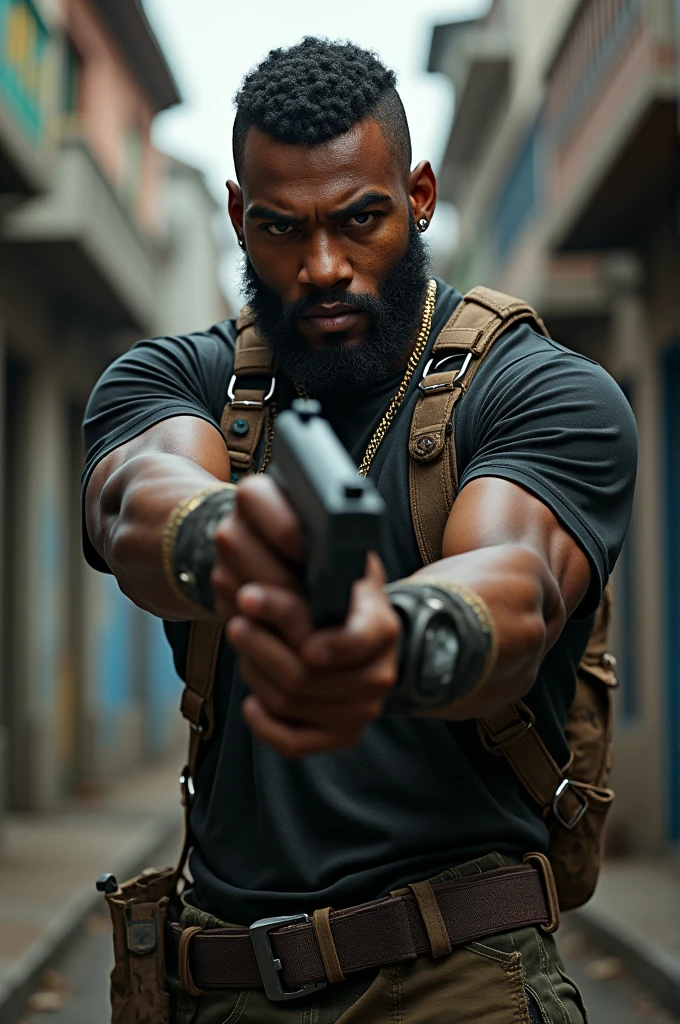 Black character from the favela holding a gun for FiveM